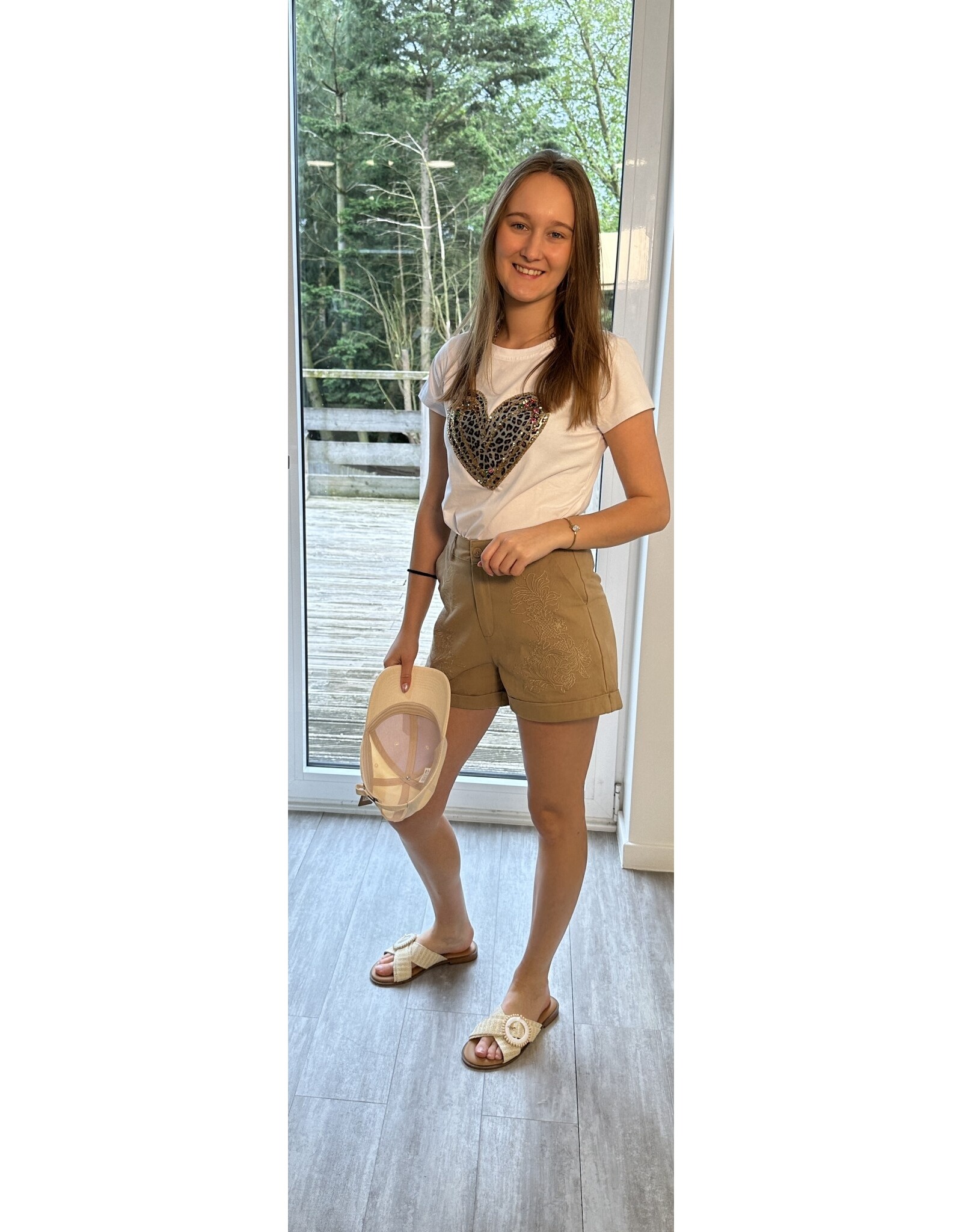 Parijs Short bruin met broderie