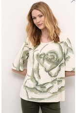 T shirt cream Crikia green rose