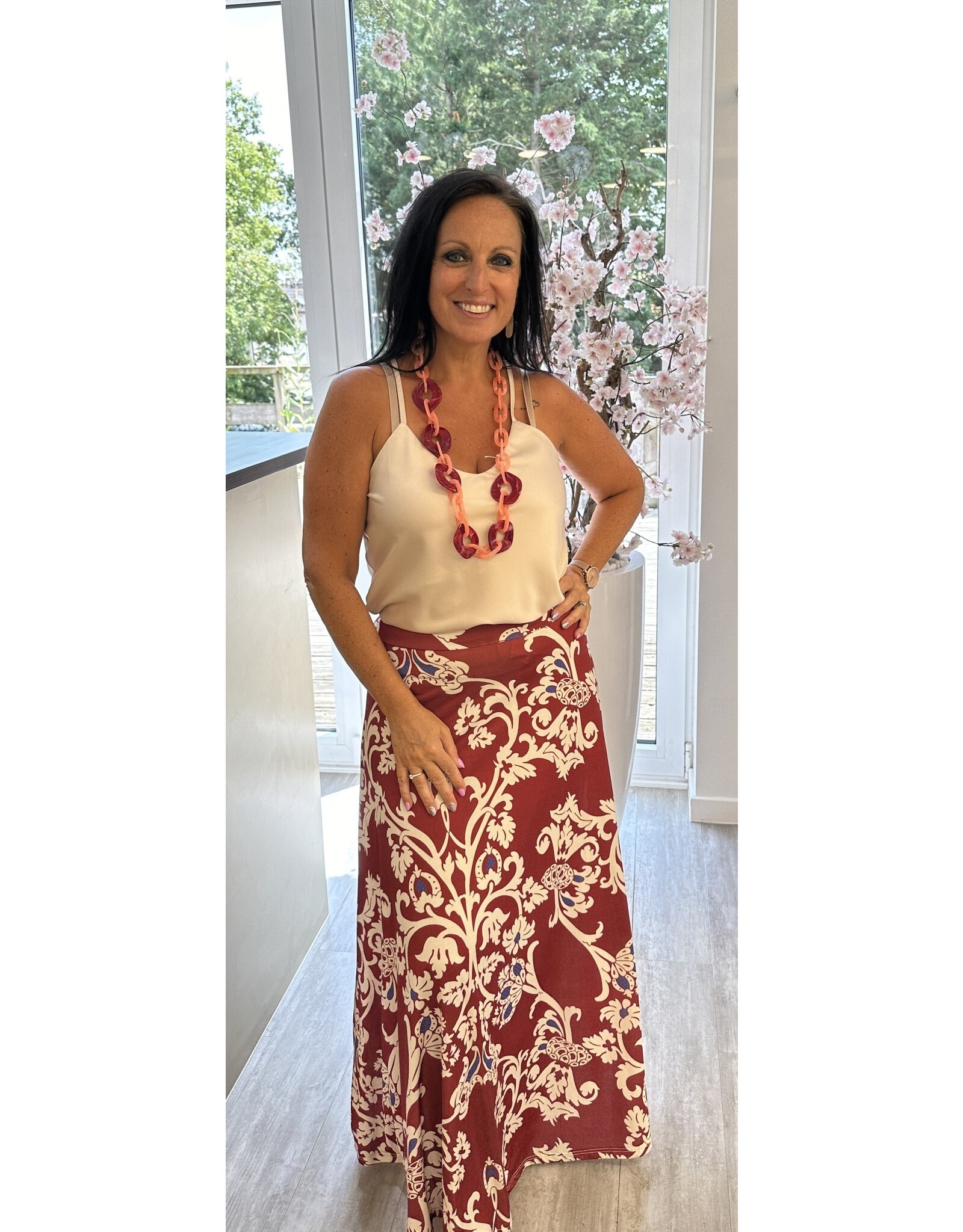 Brussel Rok bordeaux/beige