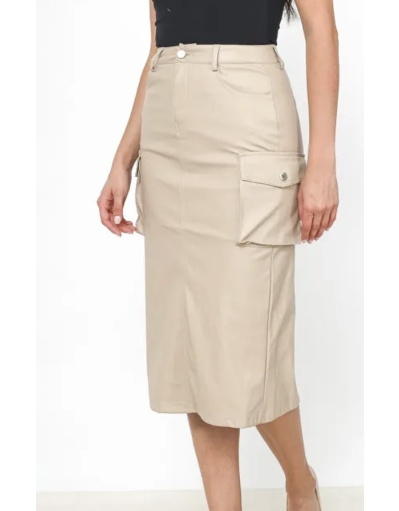 Parijs Rok lederlook beige