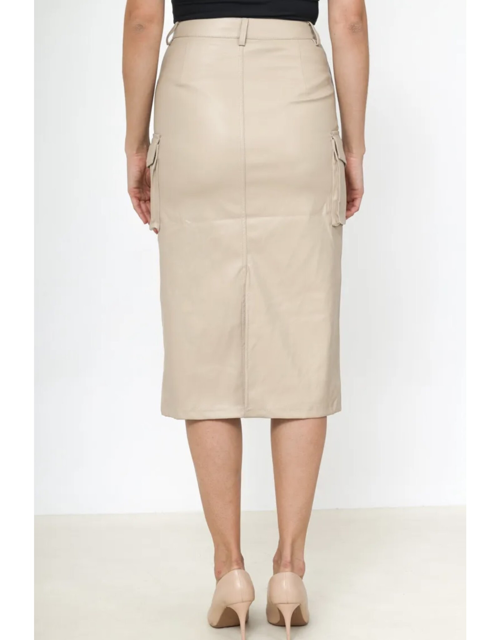 Parijs Rok lederlook beige