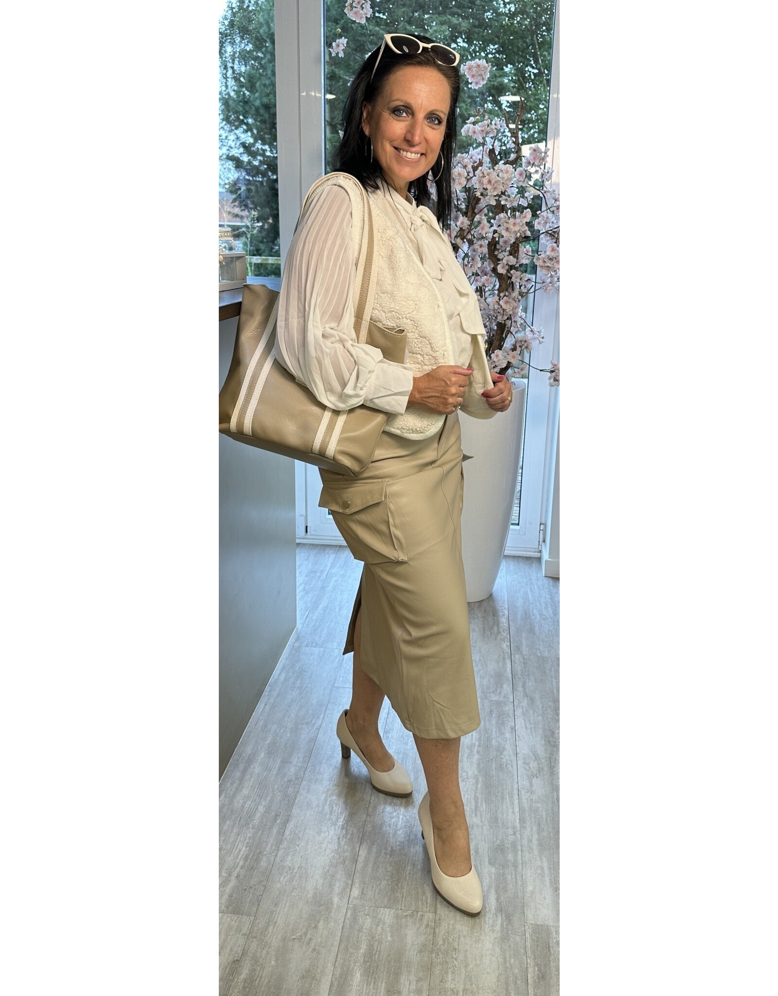 Parijs Rok lederlook beige