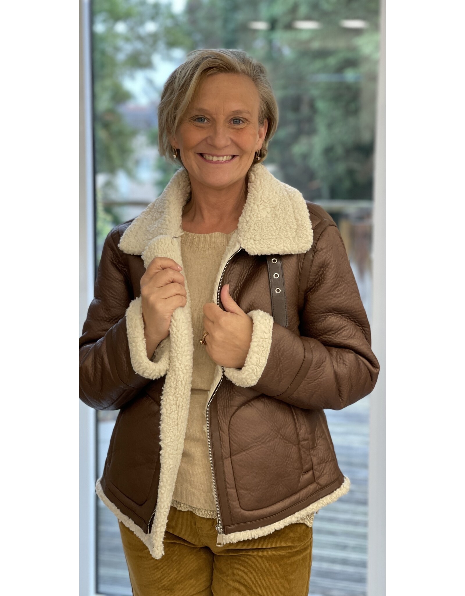 Jas Lederlook bruin