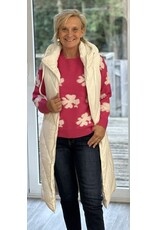 Trui fushia met witte print