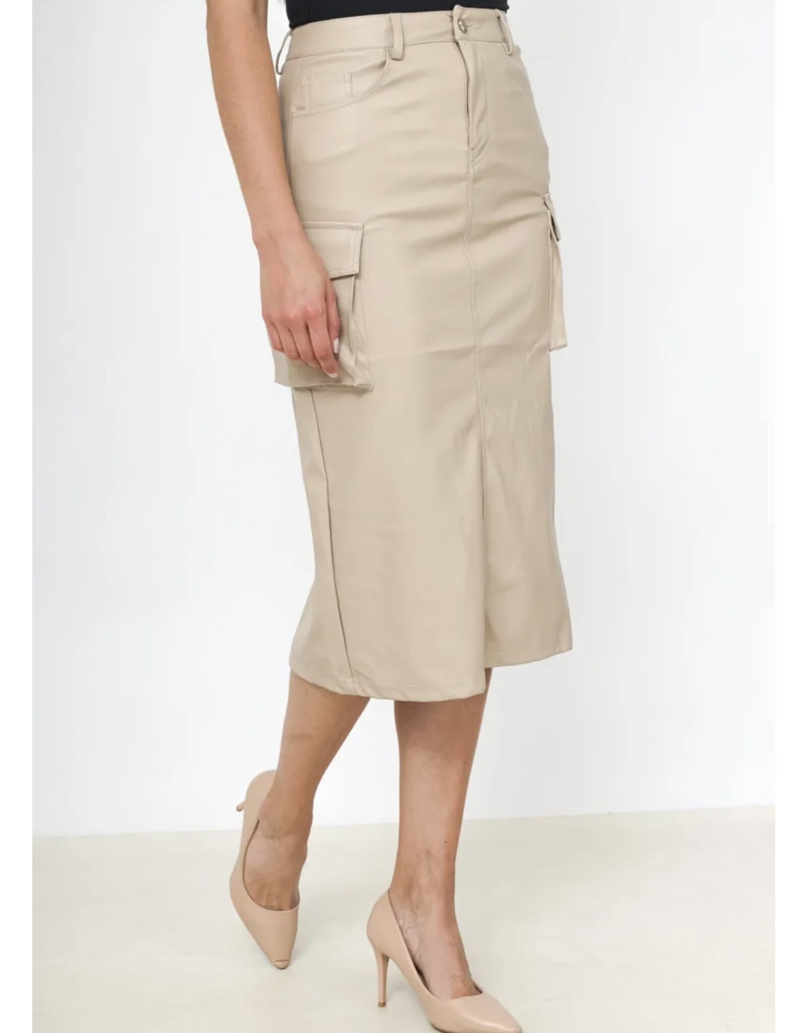 Parijs Rok lederlook beige
