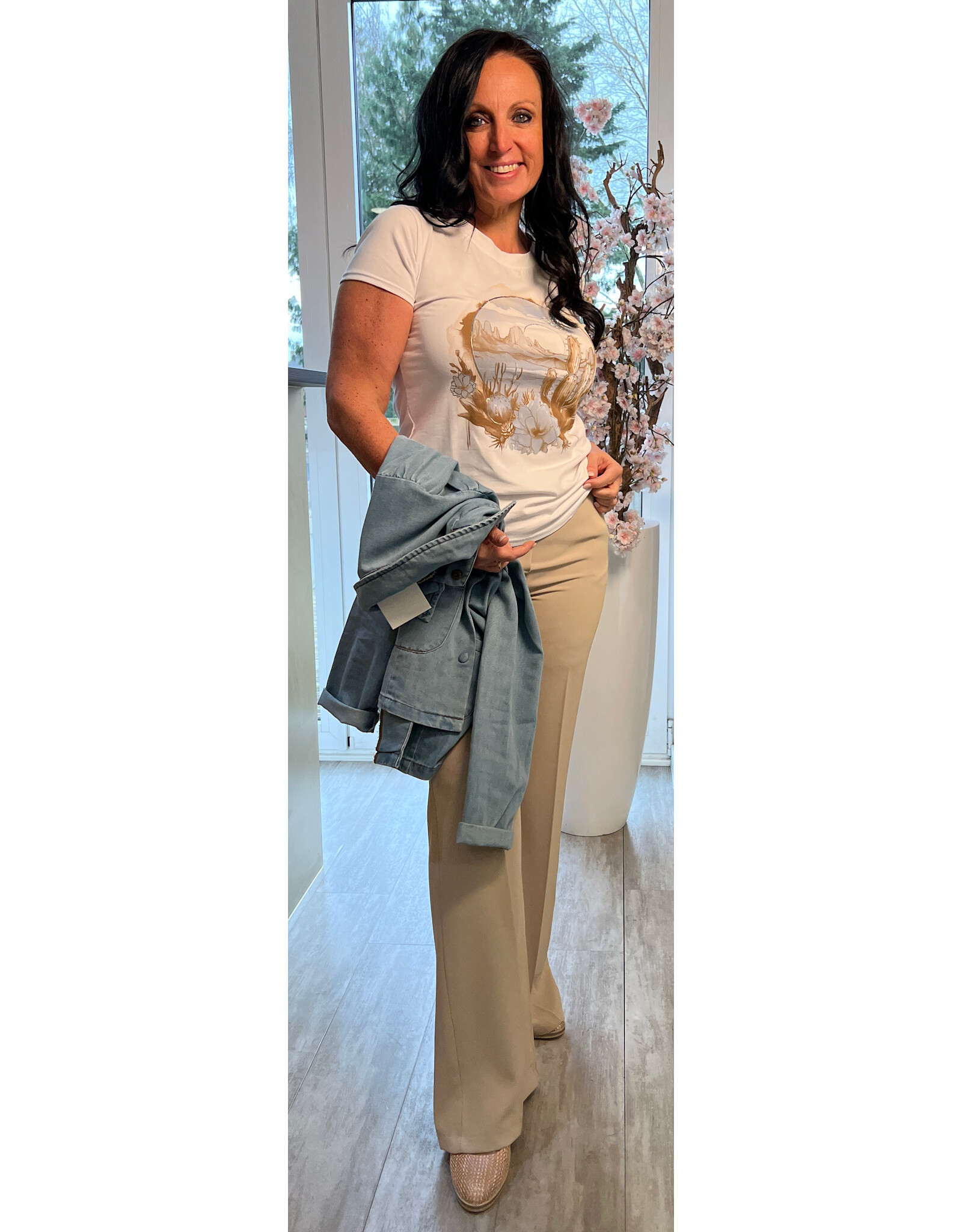 Italie T-shirt wit bruine cactus