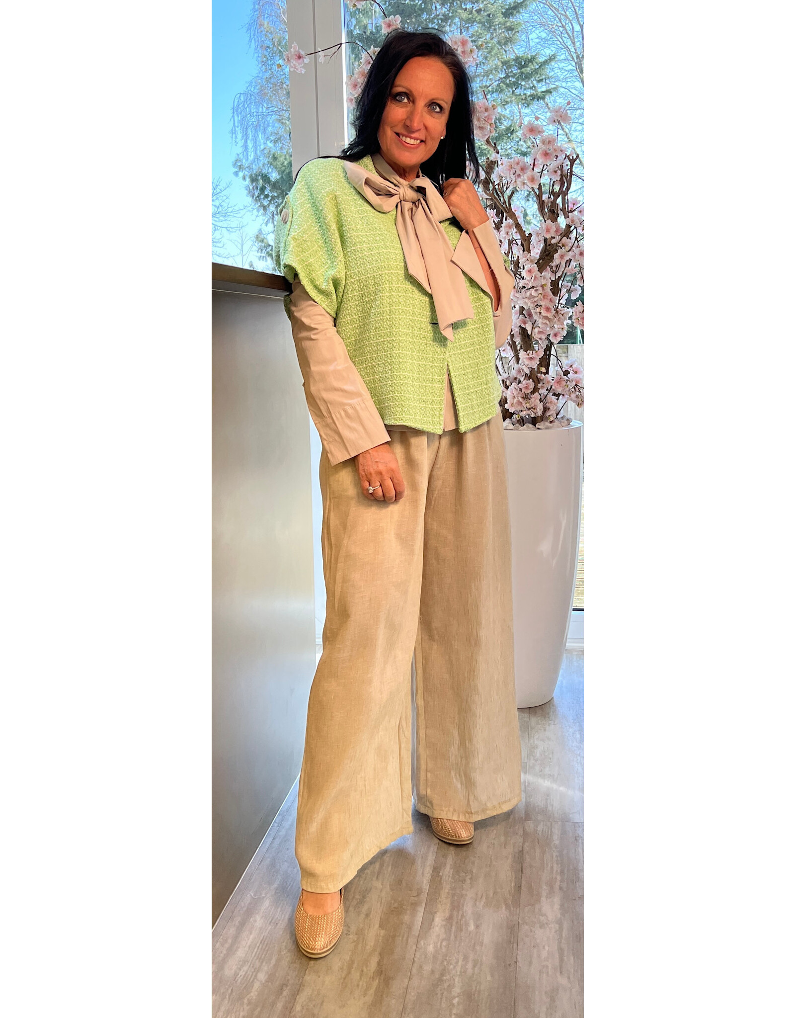 Italie Broek Gisele beige met riem