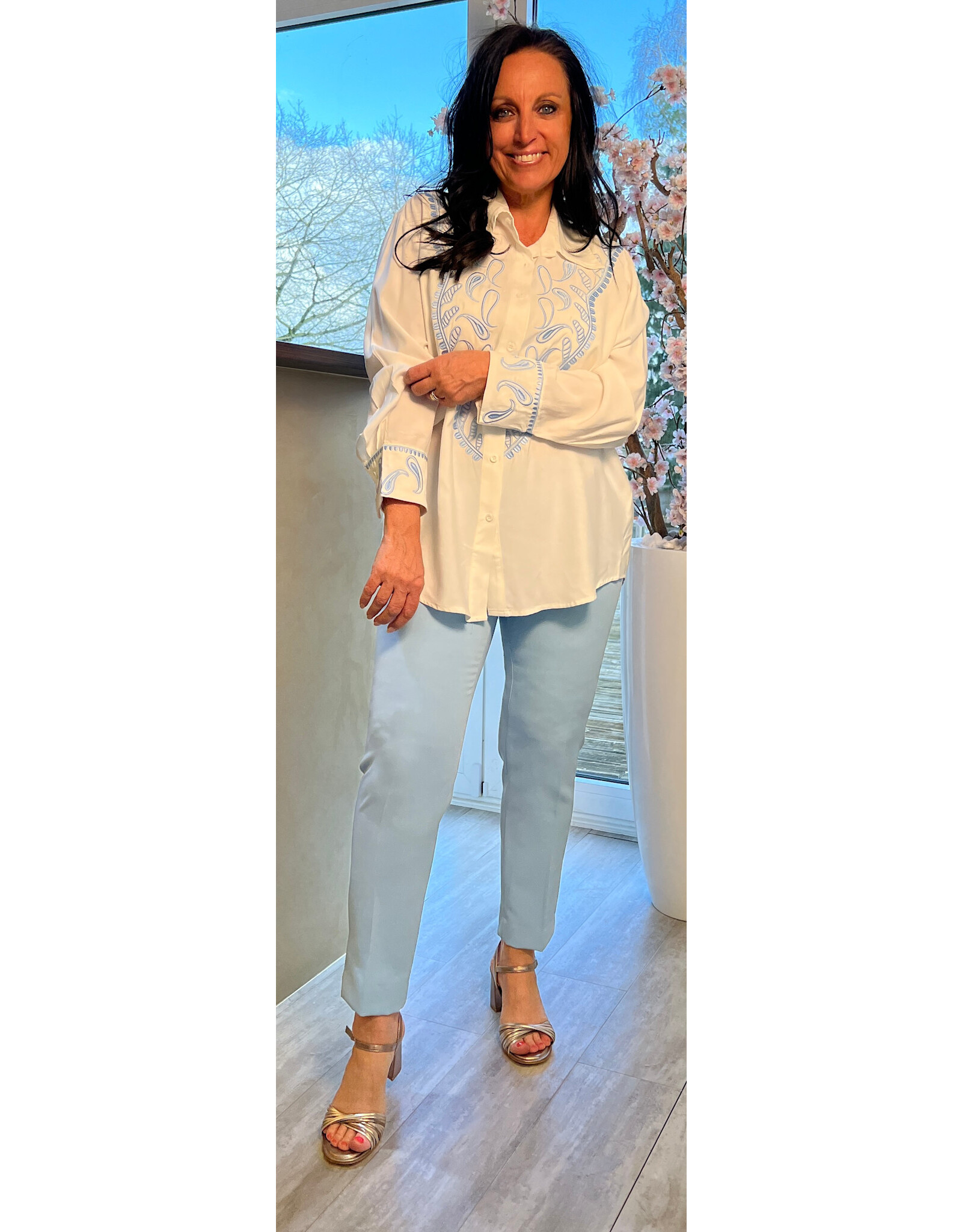 Italie Bloes bianca wit/blauw