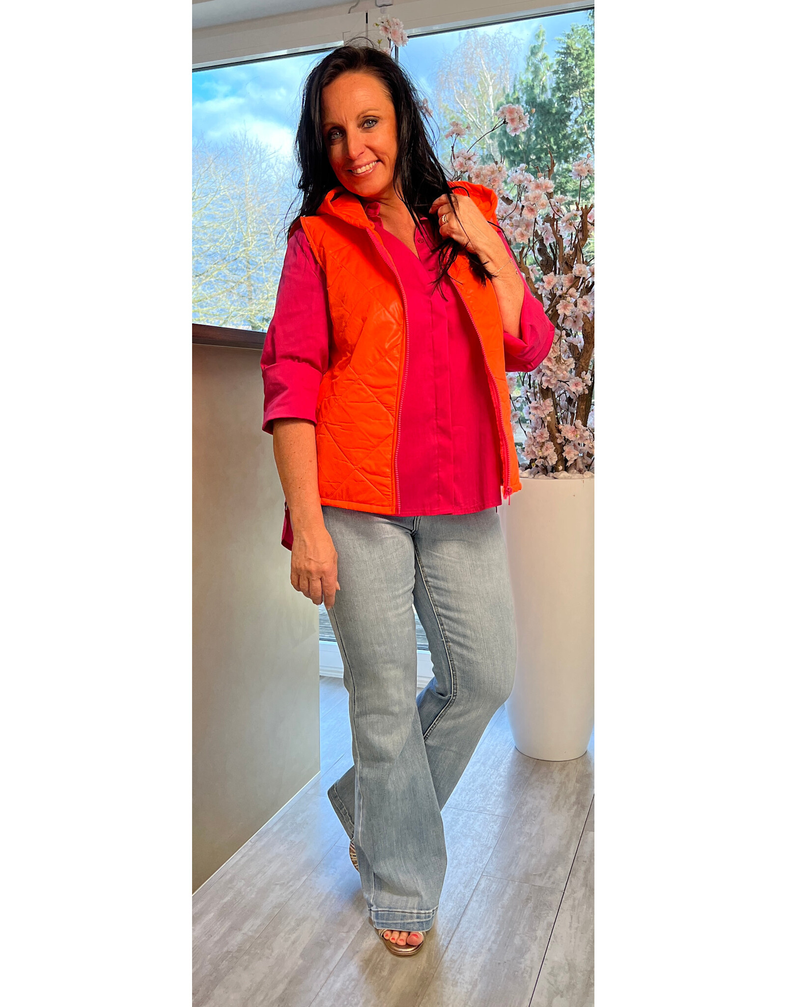 Brussel Bodywarmer oranje/fushia