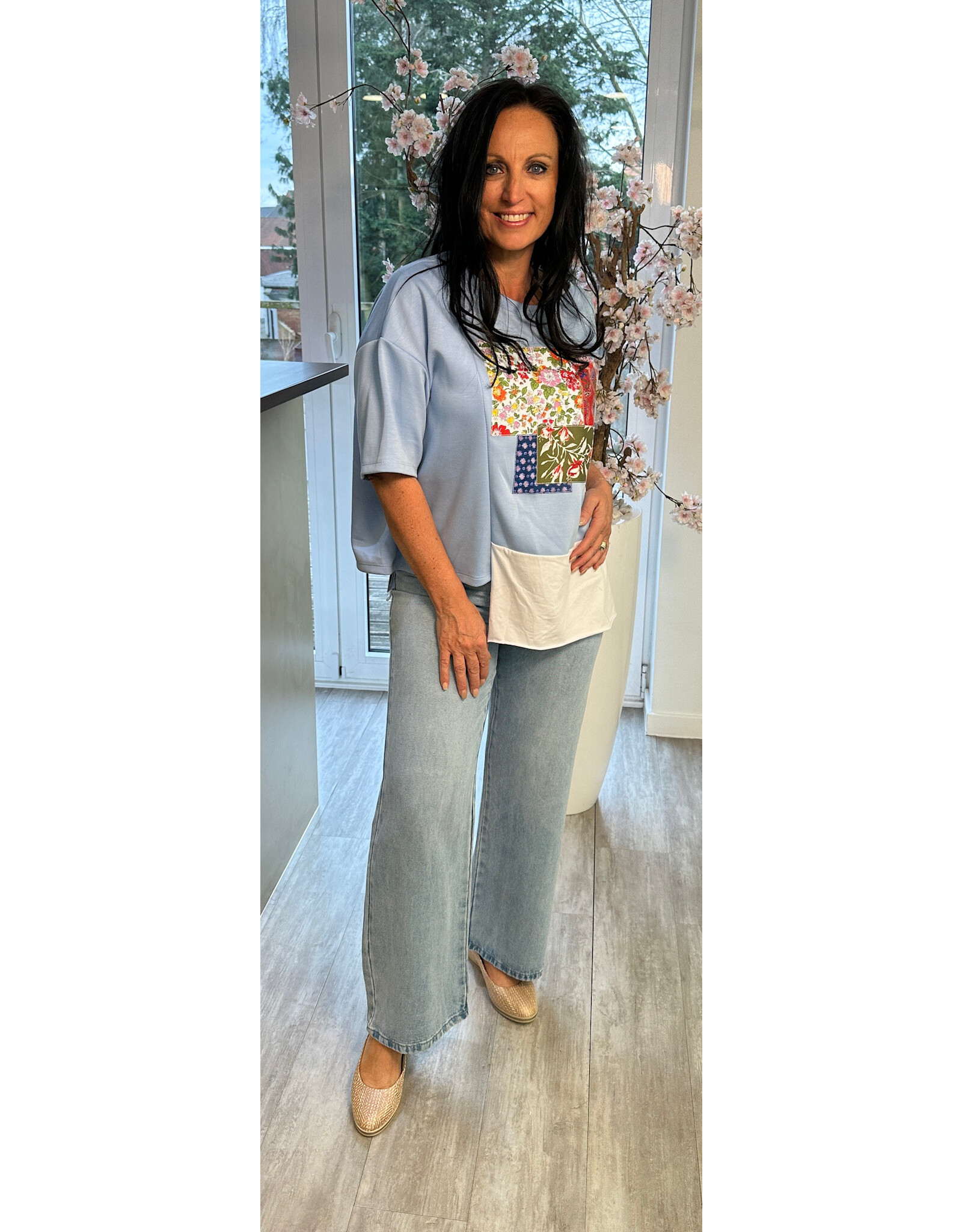 Italie Trui blauw print