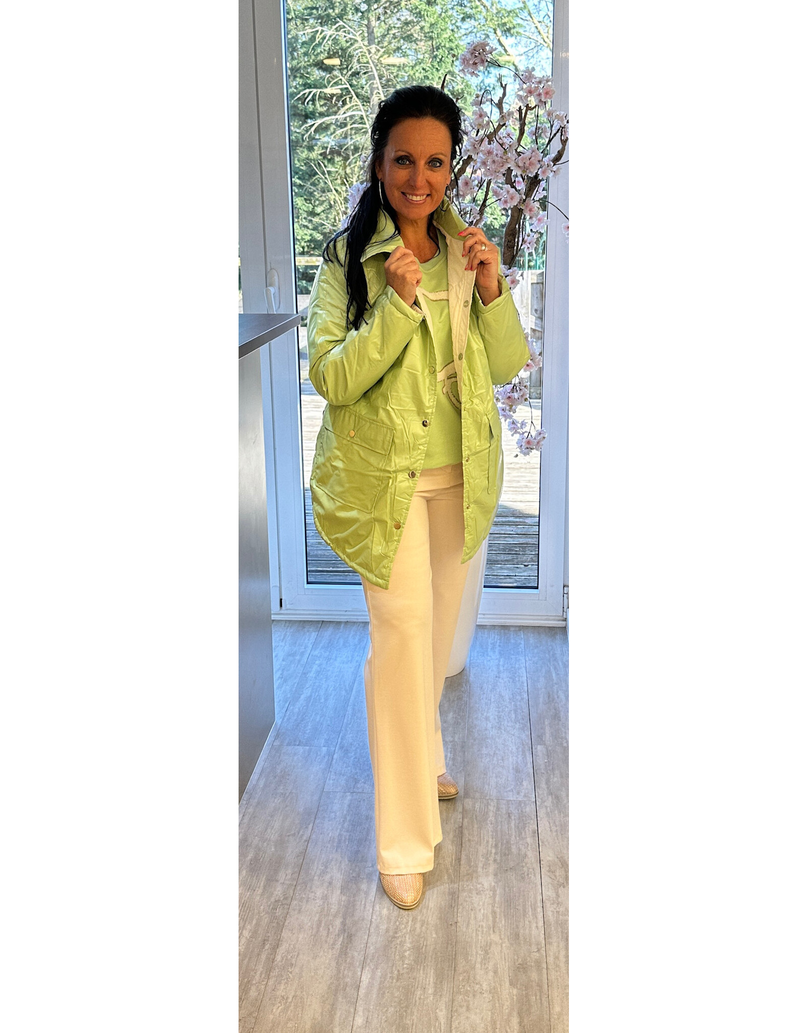 Italie Jas omkeerbaar groen/beige