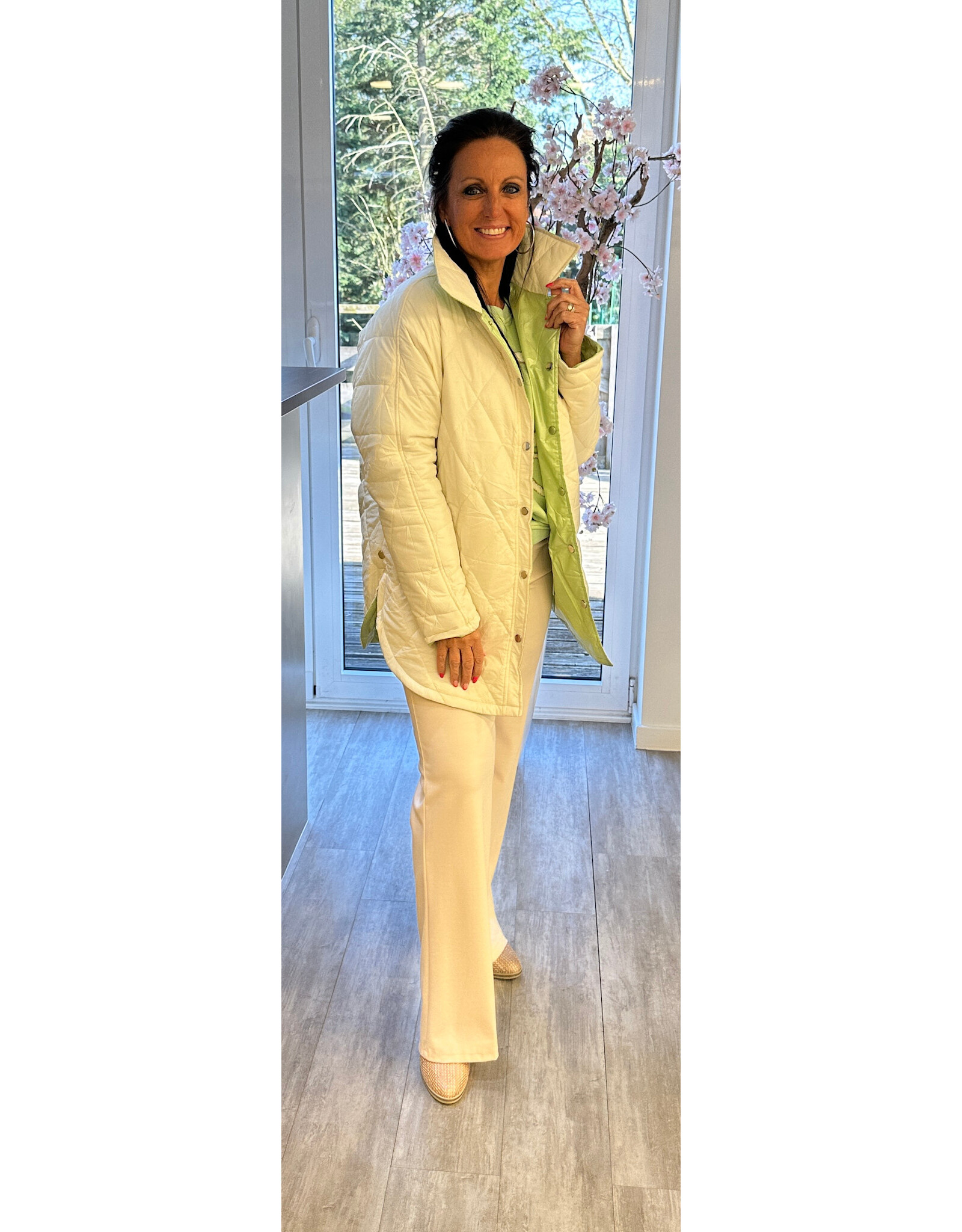 Italie Jas omkeerbaar groen/beige