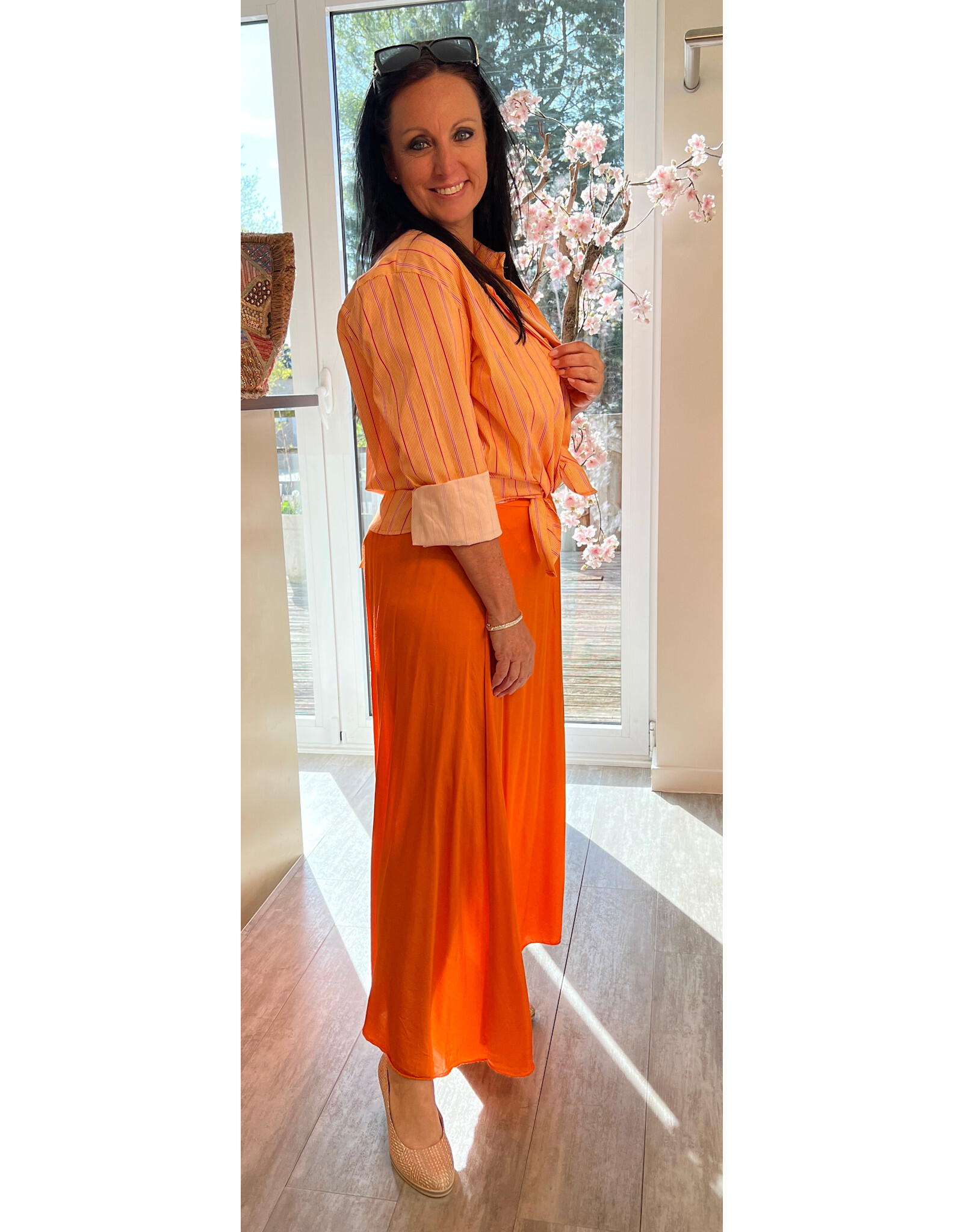 Brussel Bloes Rina oranje/fushia