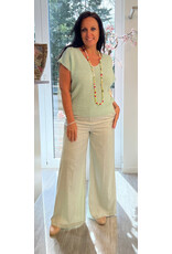 Italie Broek geruit lichtgroen