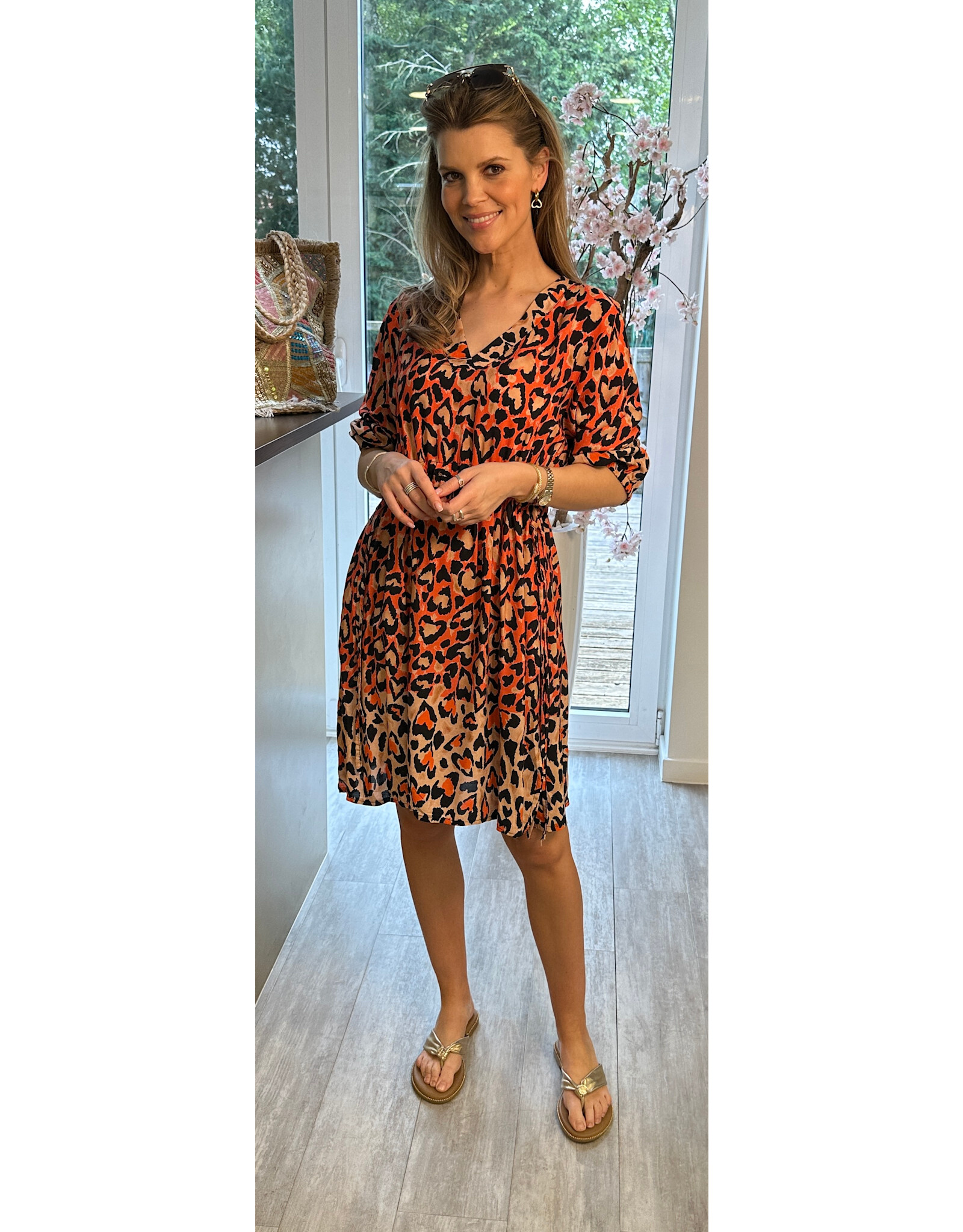 Italie Jurk leopard oranje