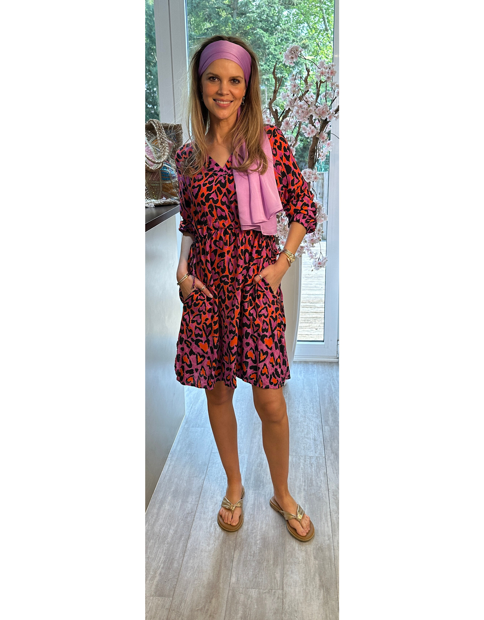 Italie Jurk leopard fuchia