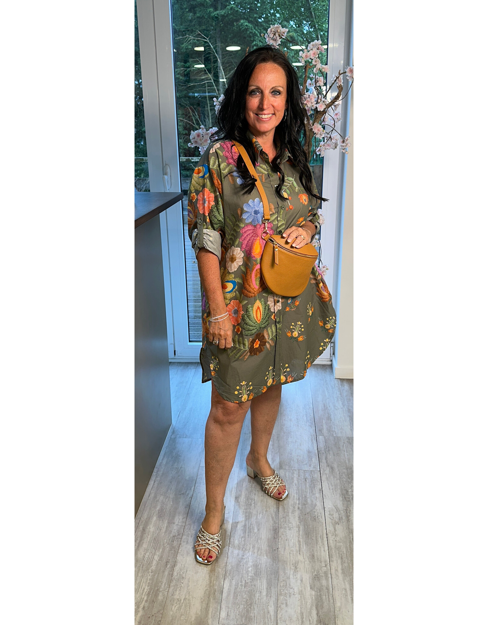 Italie Kleed Fien kaki multi