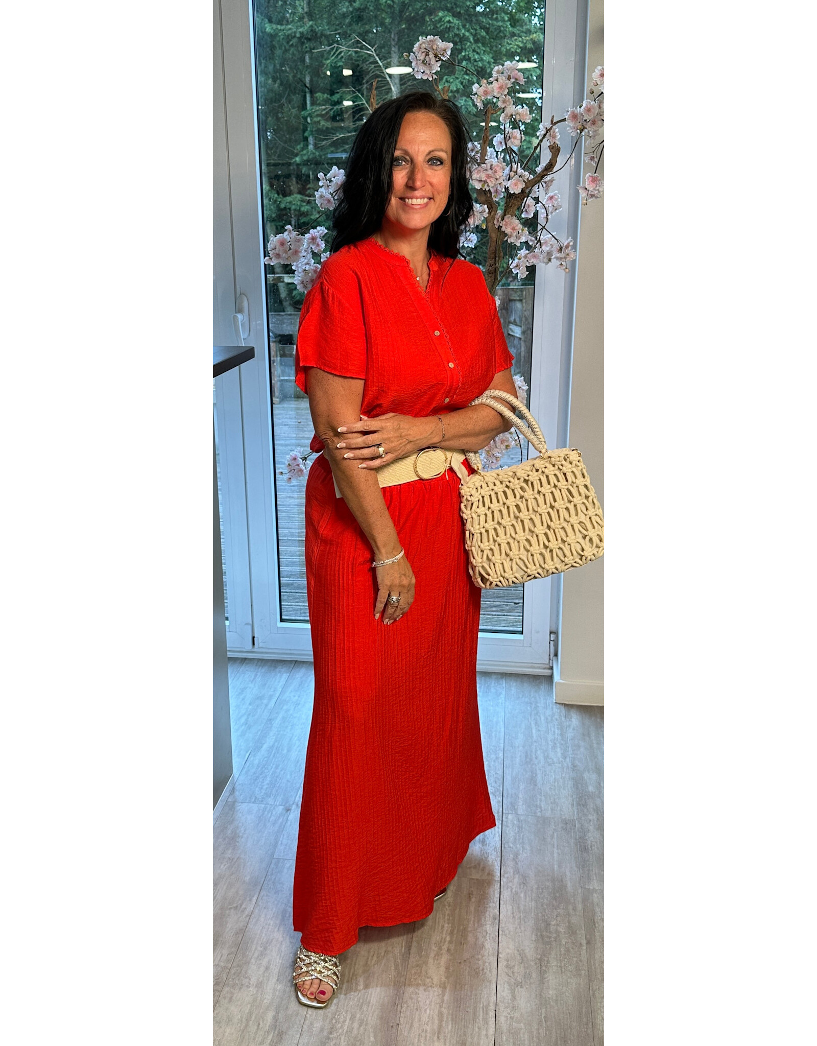 Cream Rok Lori Flame rood