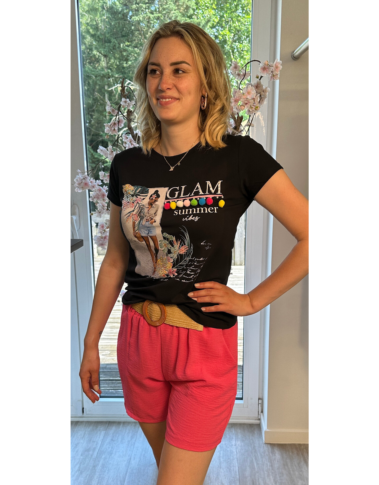 Brussel Short fushia met bijpassende riem