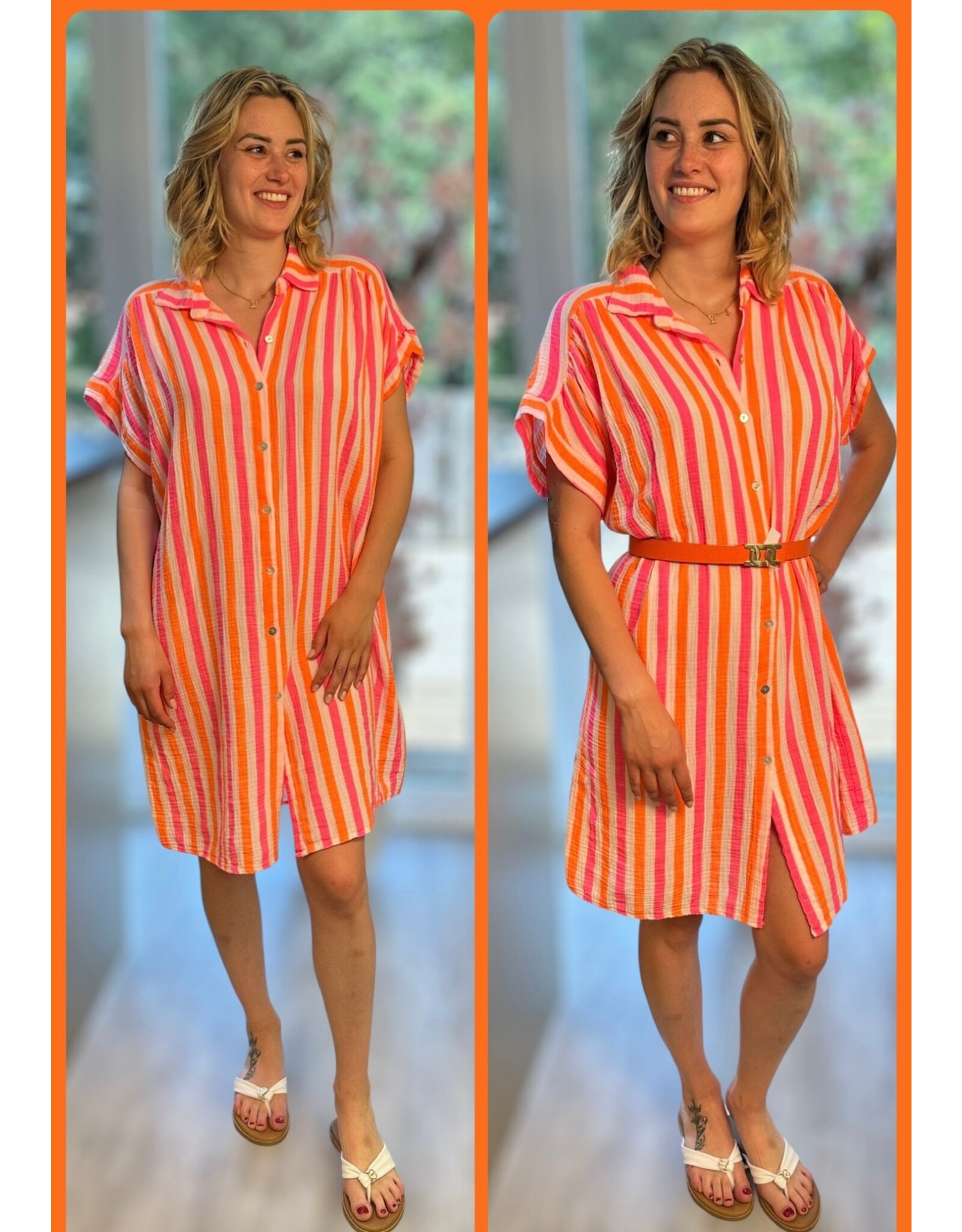 Brussel Kleed Amelie oranje/fushia