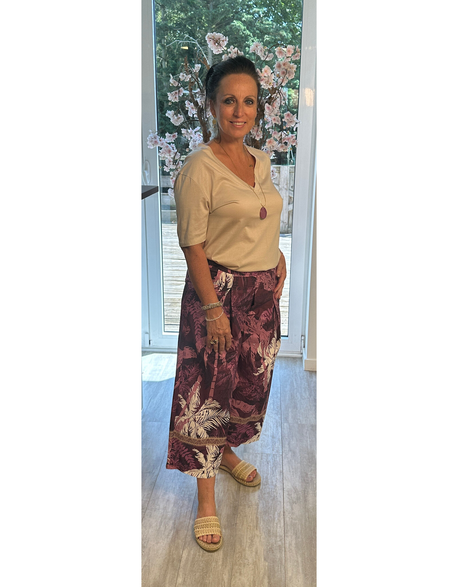 Italie Broek Purple palms