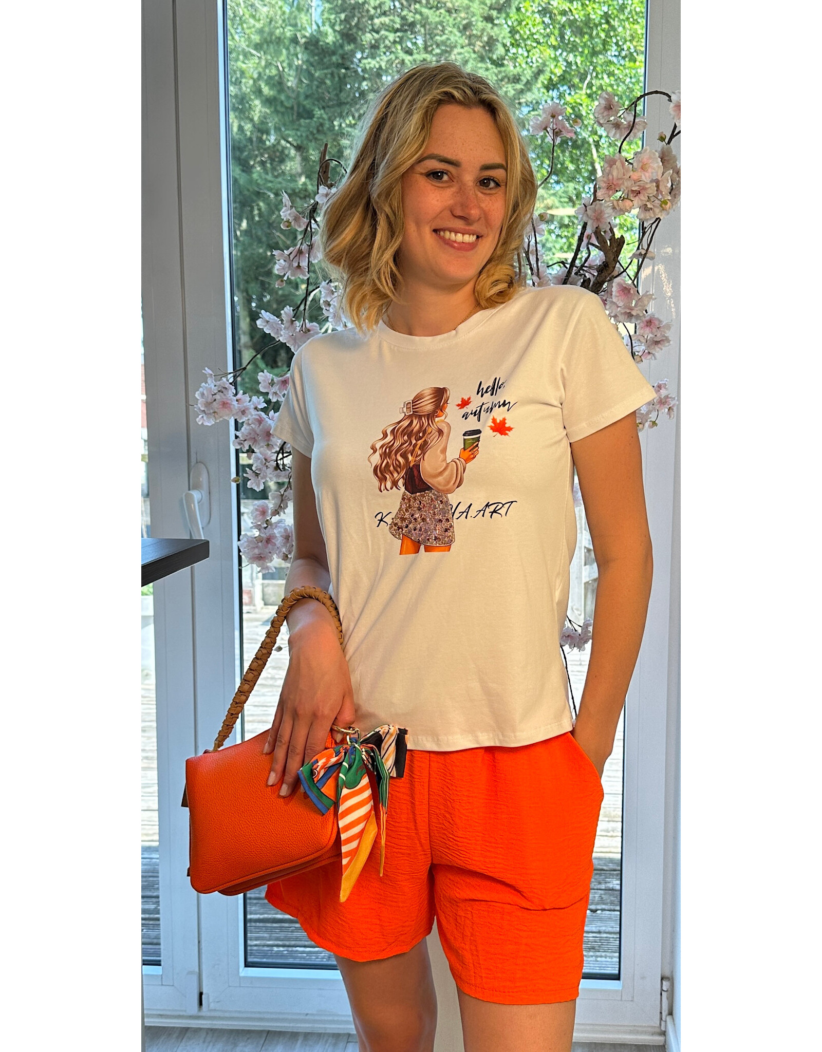 Brussel Short oranje met bijpassende riem