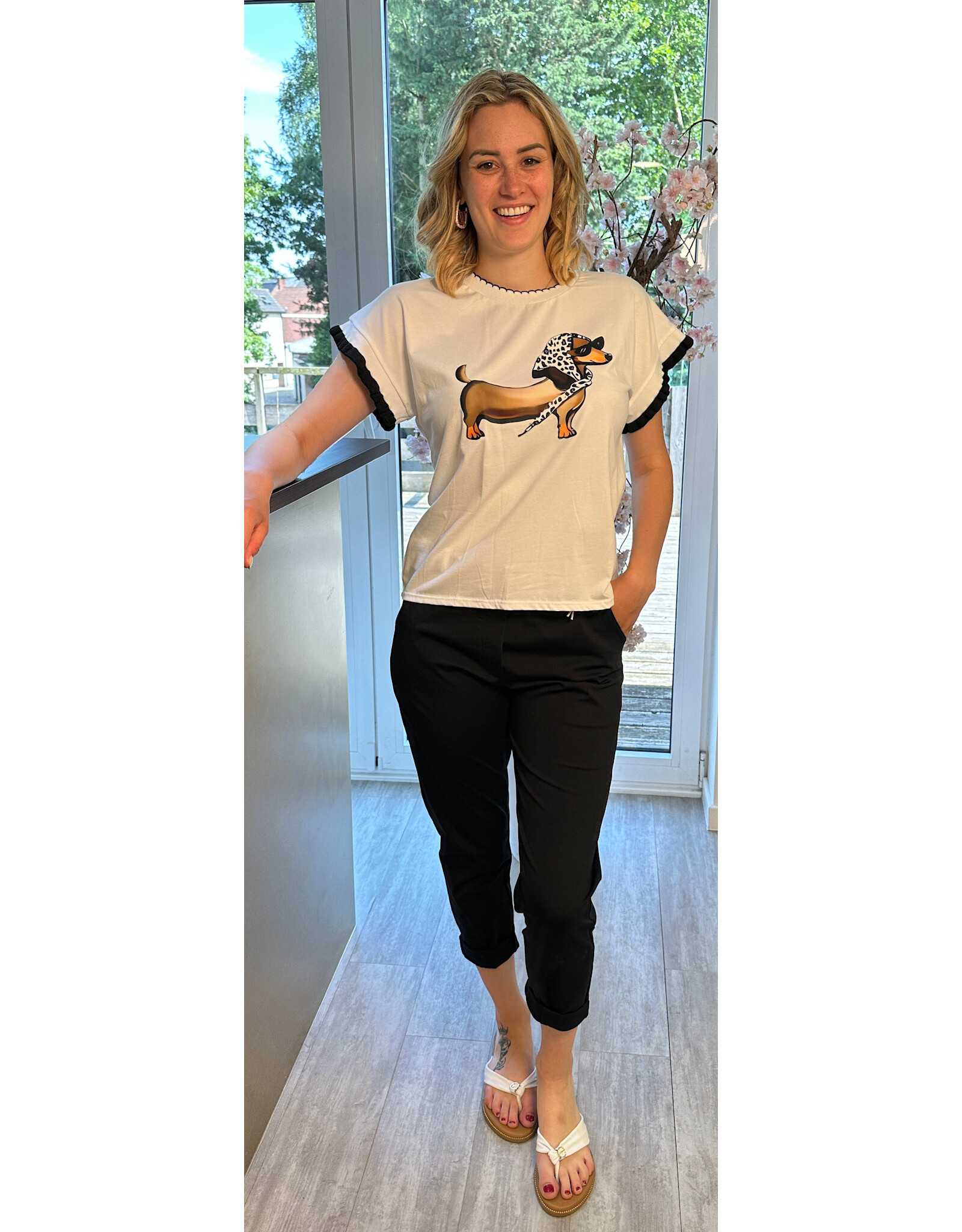 Brussel T shirt Rana zwart met hond