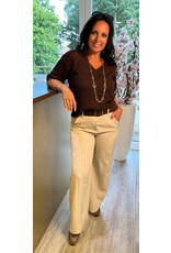 Kaffe Lourine trui v-hals fudge