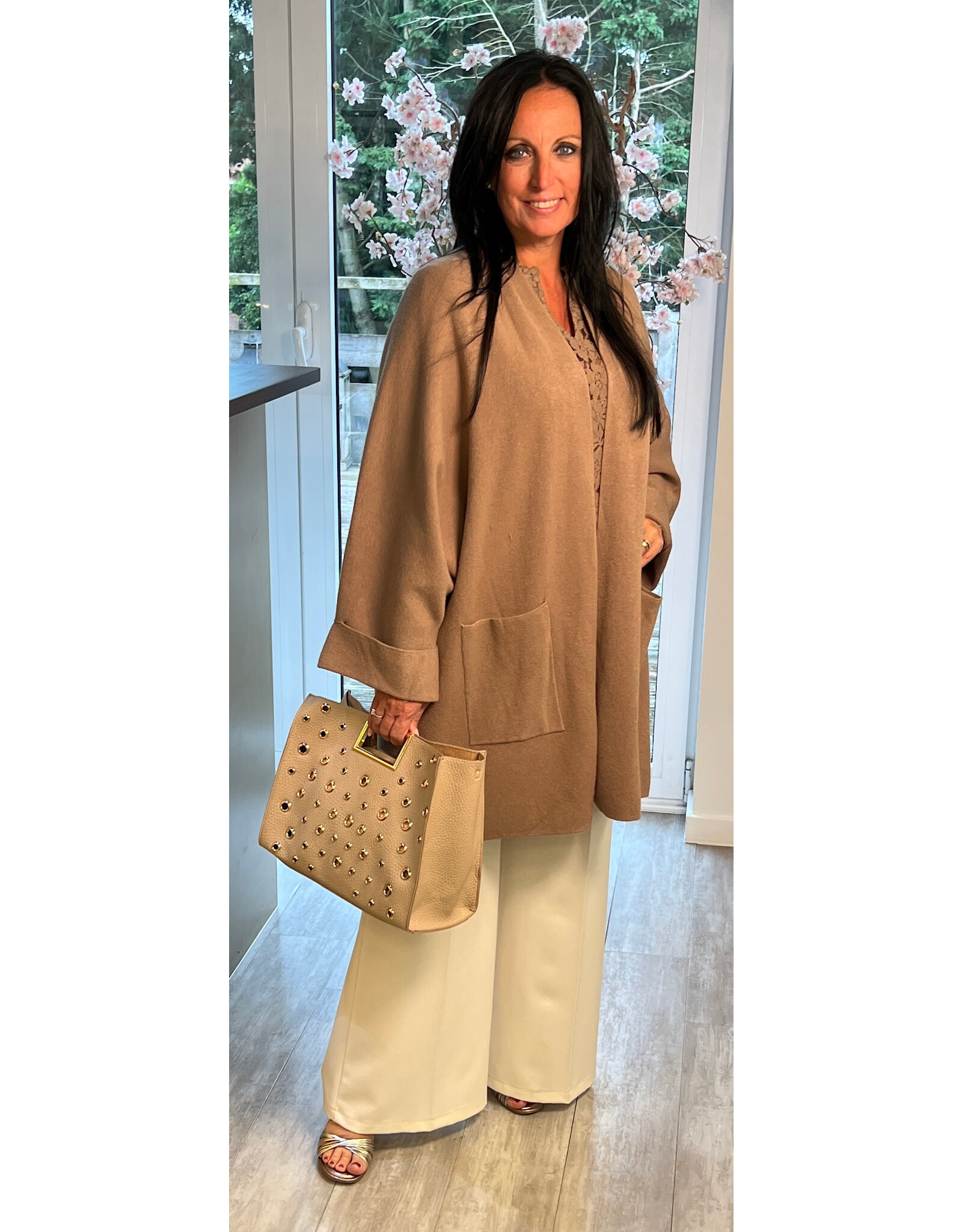 Brussel Gilet taupe lang