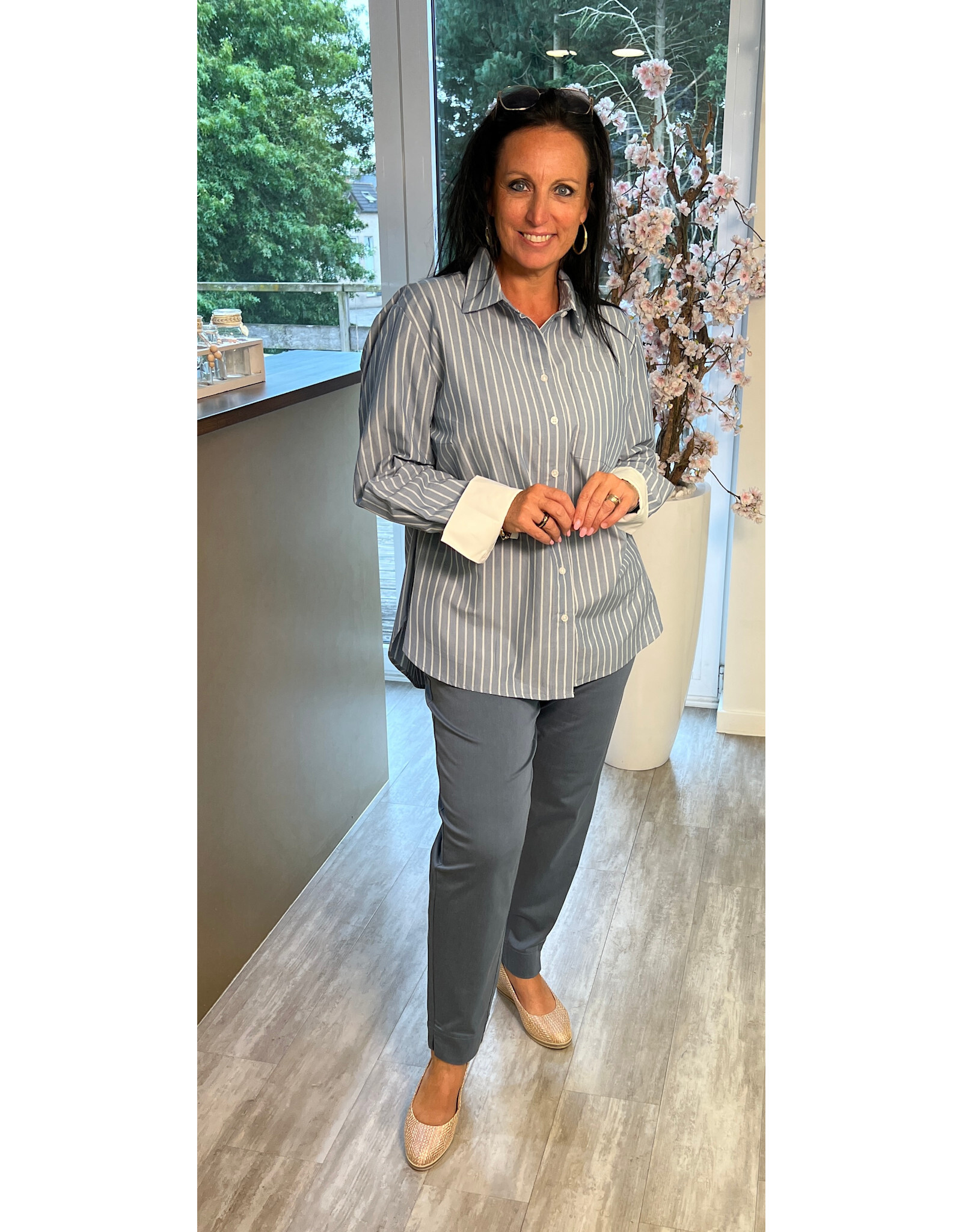 Kaffe Bloes melina blue melange streep