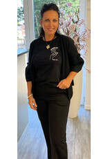 Cream T-shirt umra black/white