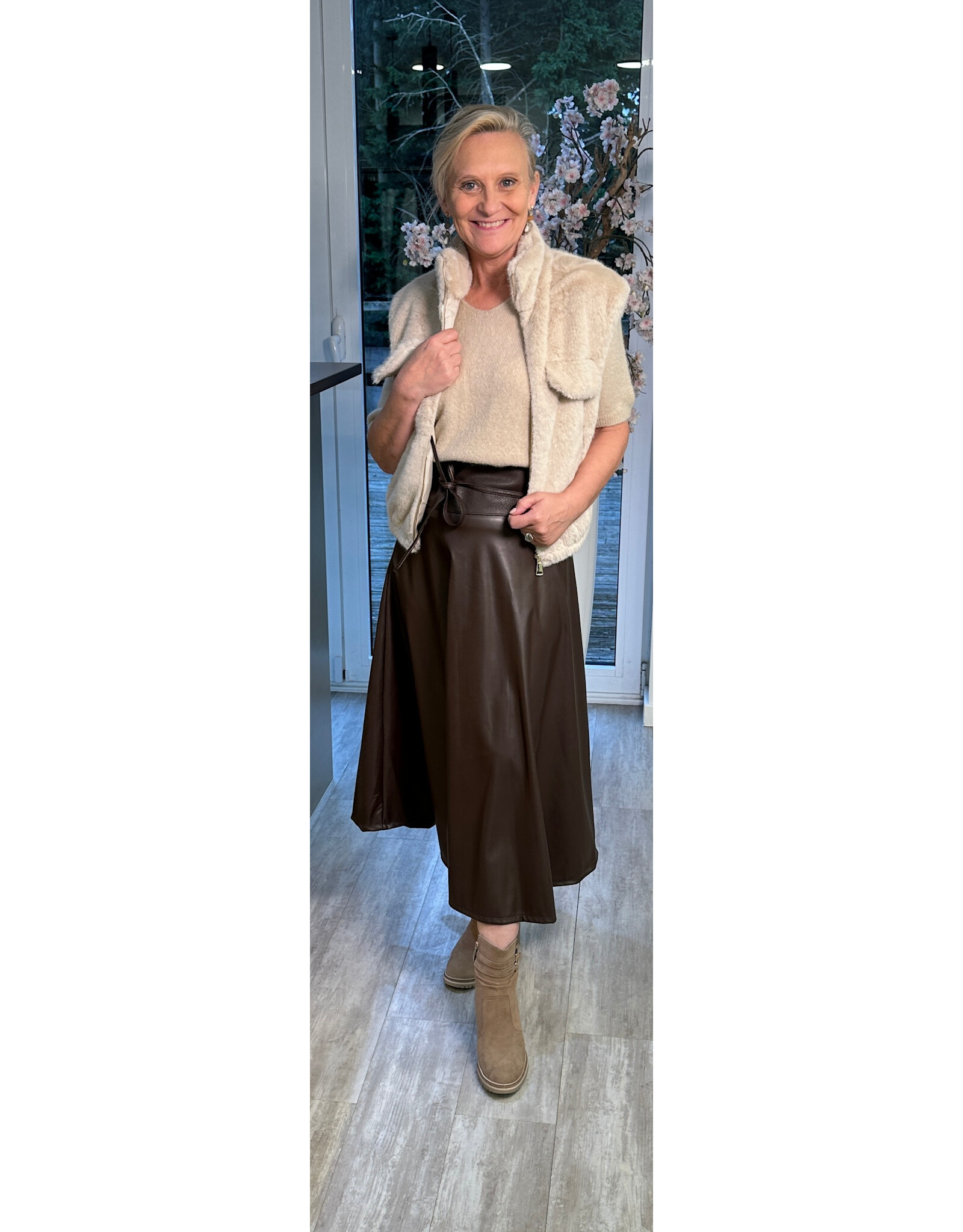 Brussel Rok lederlook bruin