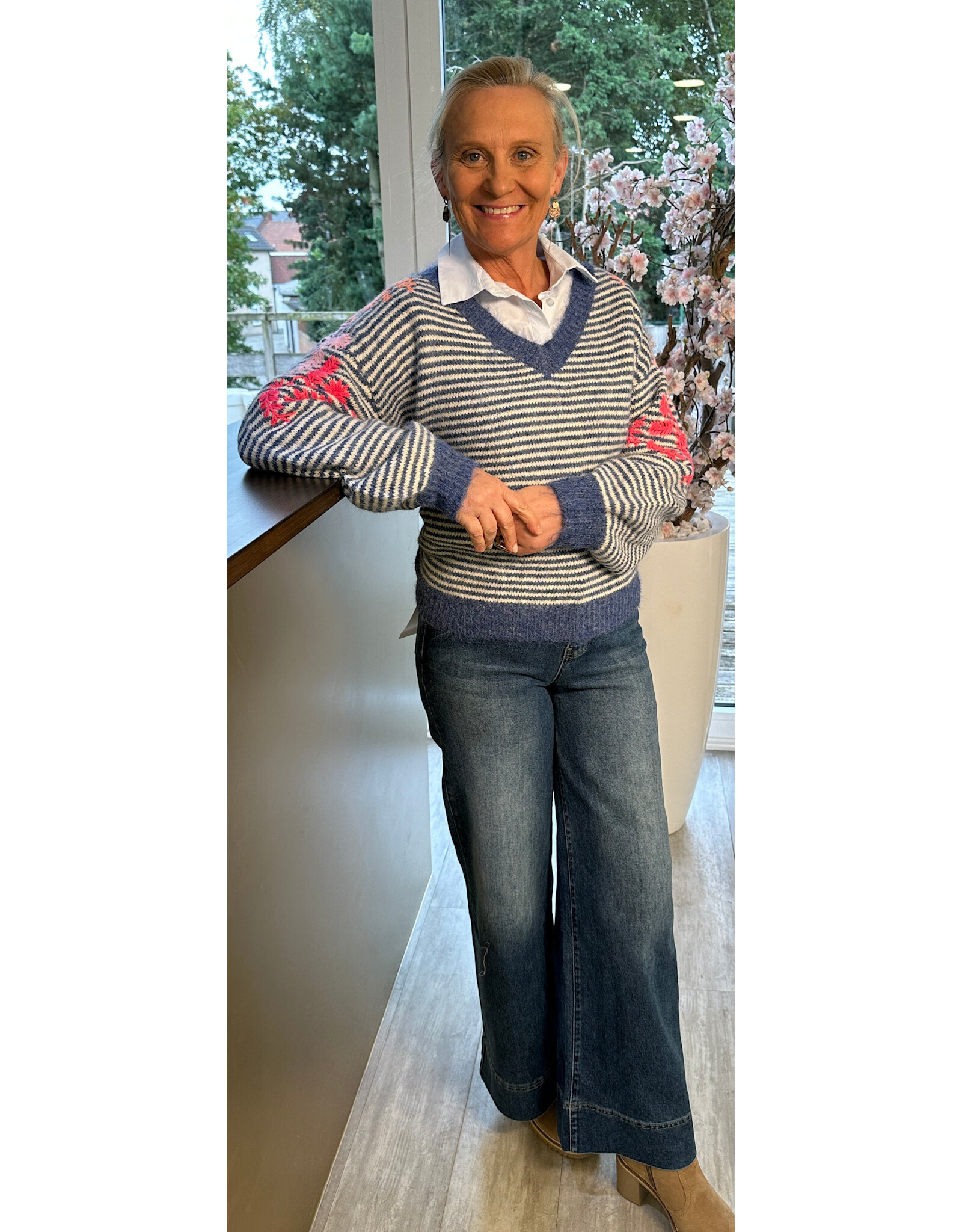 Parijs Trui striped bloom