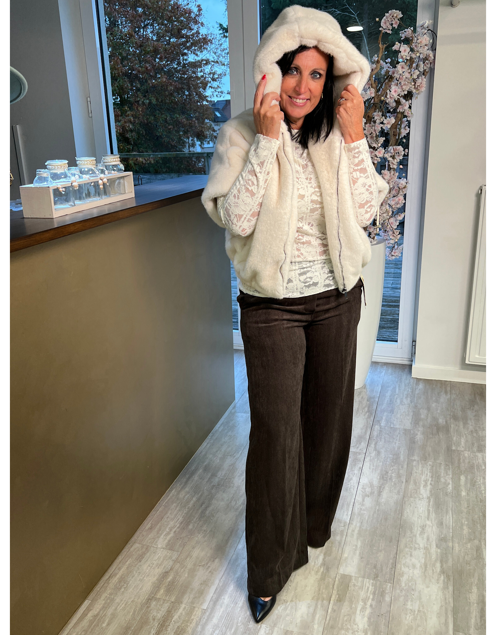 Parijs Trui glitter gebroken wit