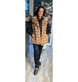 Brussel Gilet/bontje beige grote maat