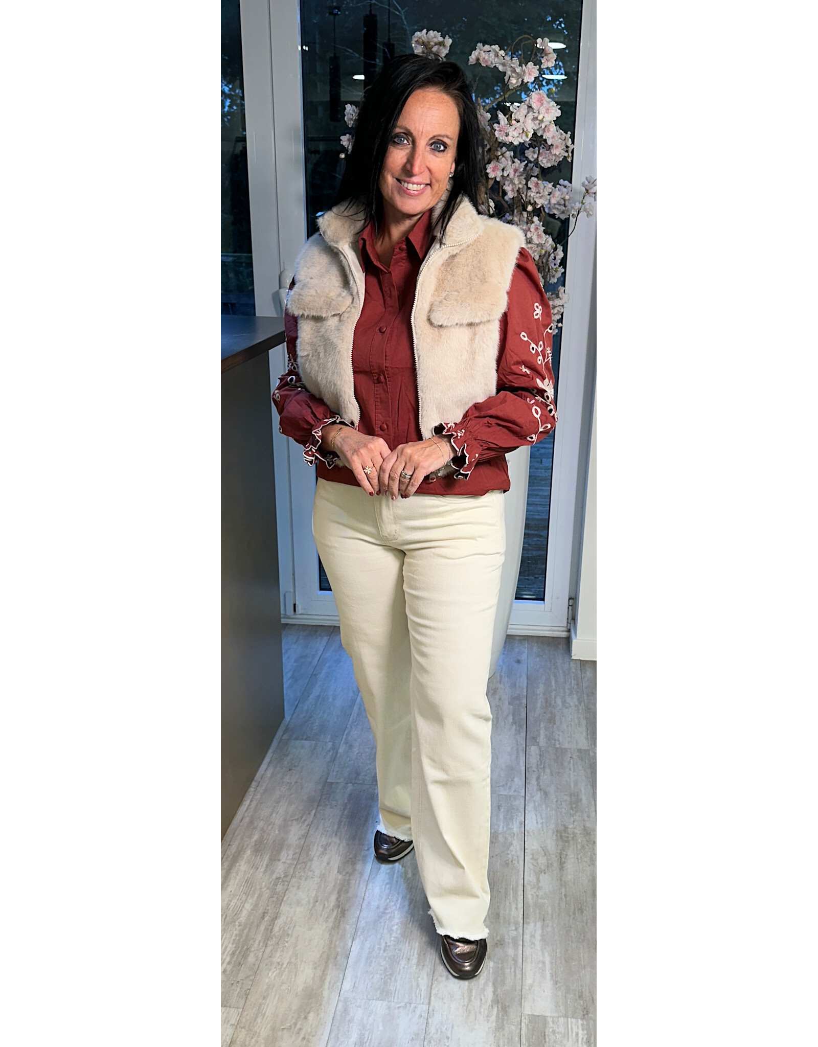 Brussel Gilet/bodywarmer bont beige