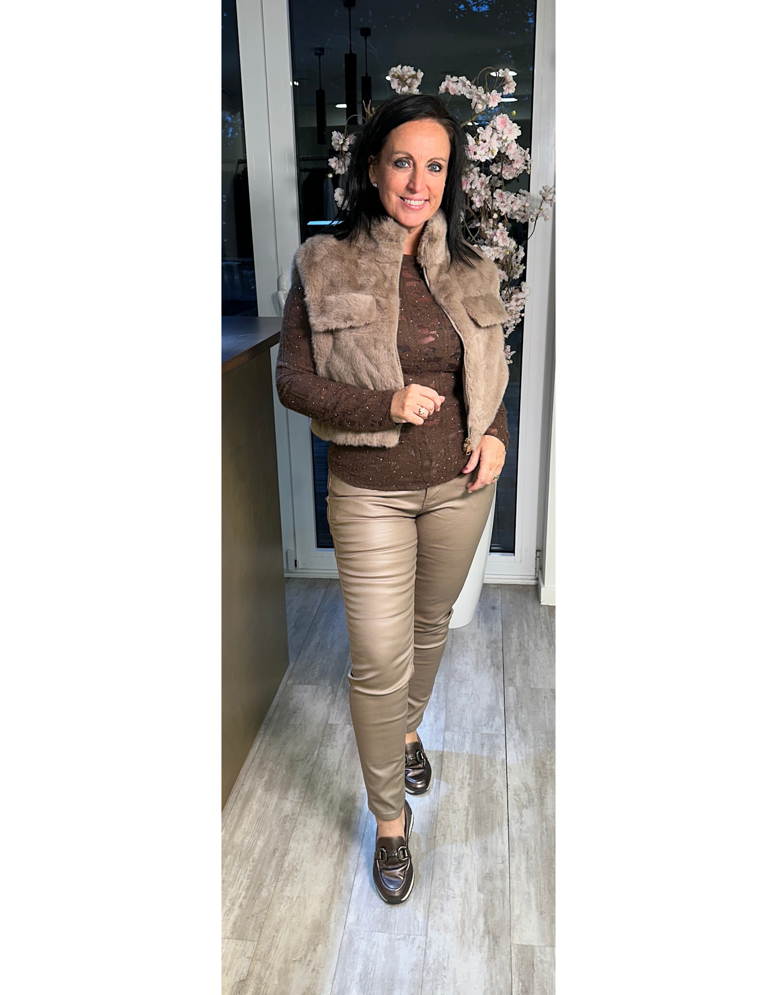 Parijs trui glitter chocoladebruin