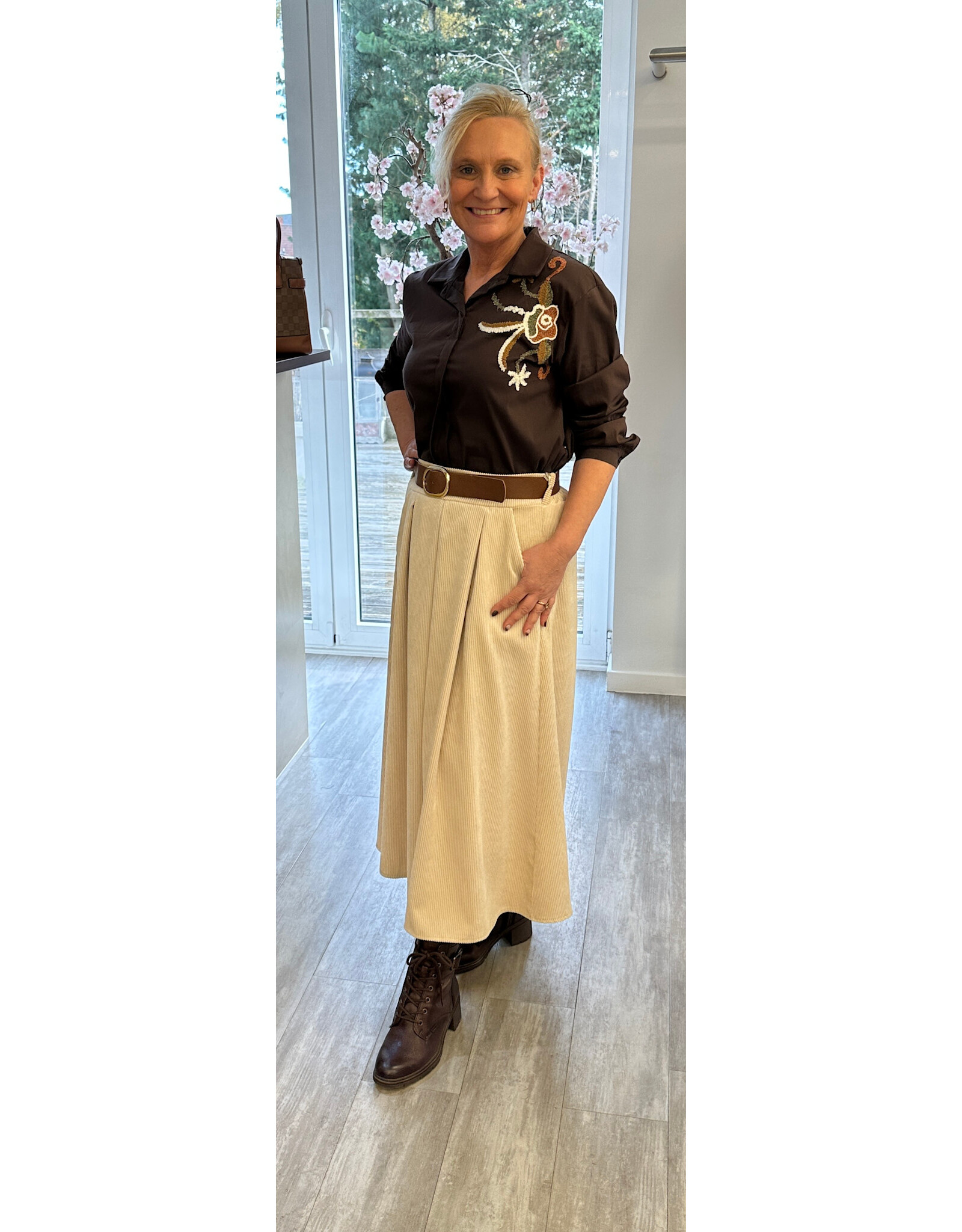 Brussel Bloes marron met bloem