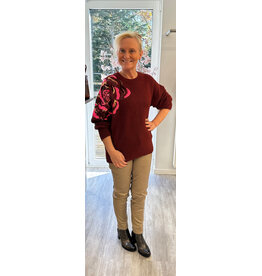 Brussel Trui Kiki bordeaux flower