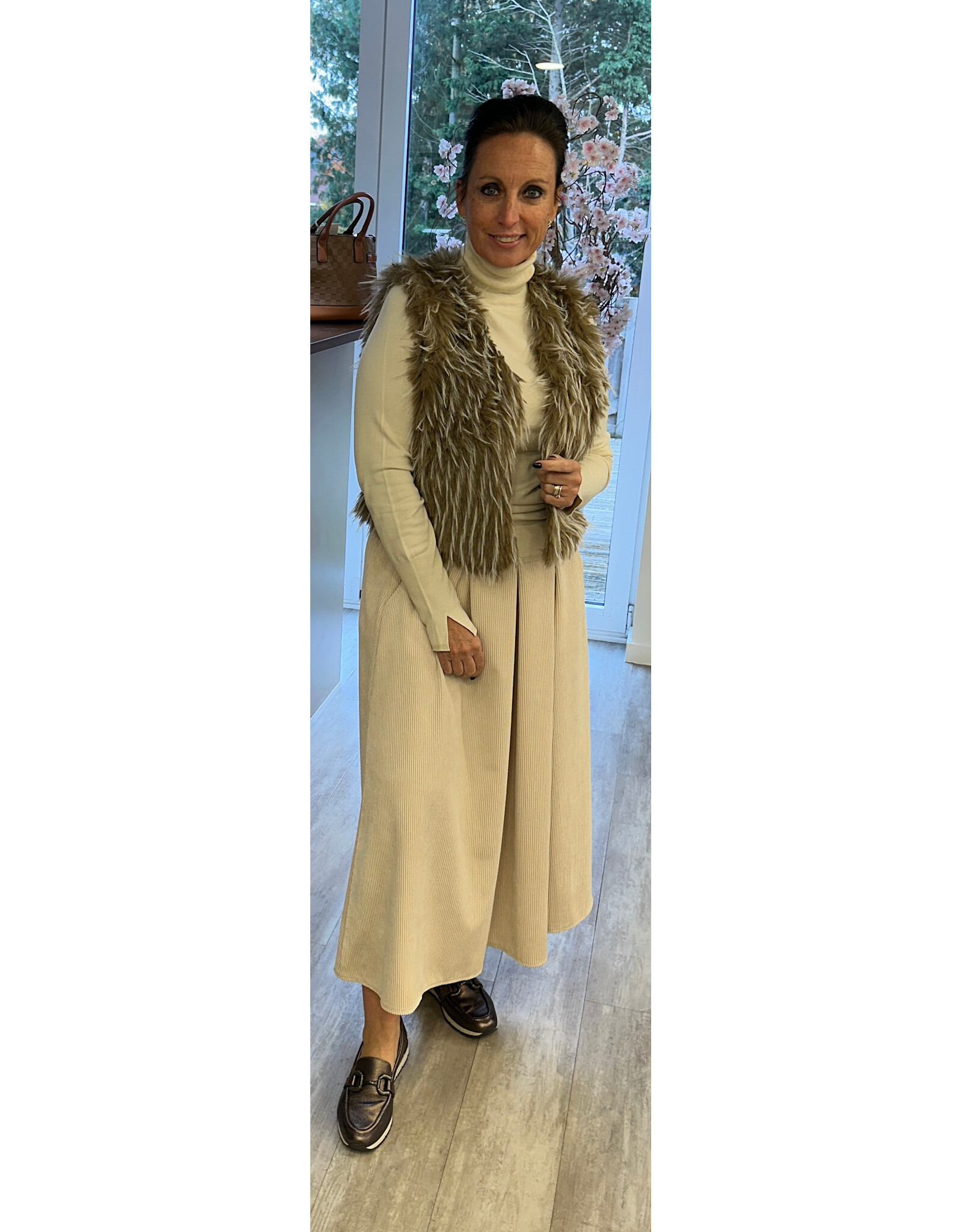 Parijs Gilet Rosalie faux fur khaki