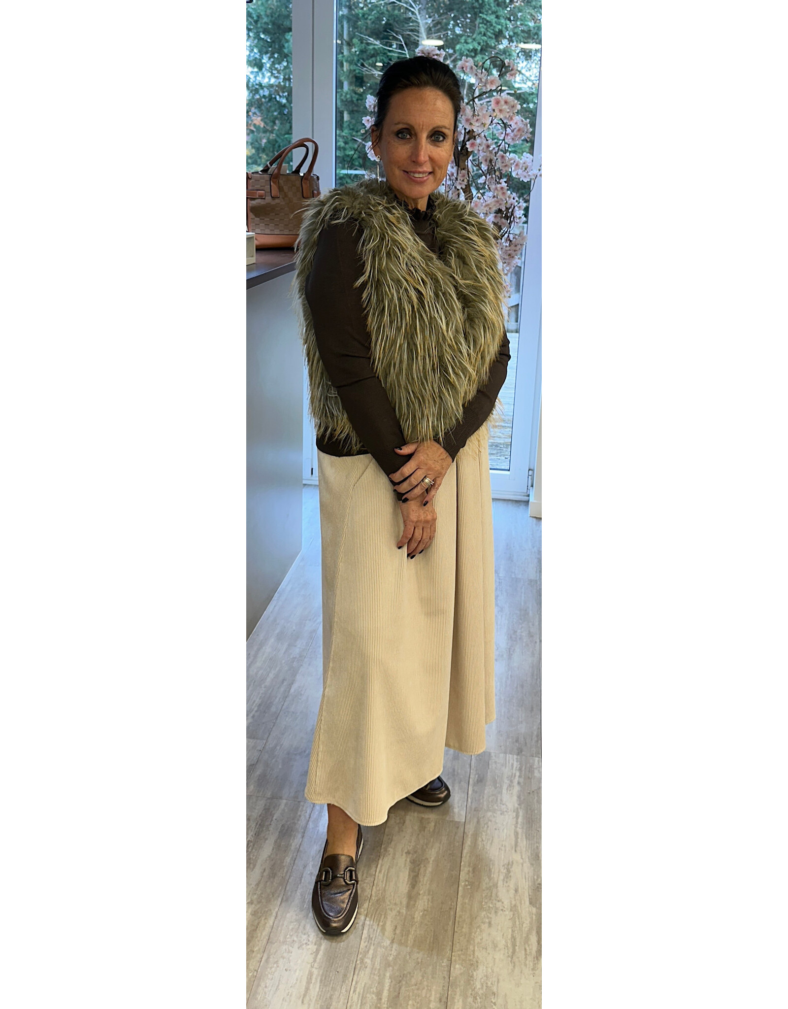 Parijs Gilet Rosalie faux fur army green