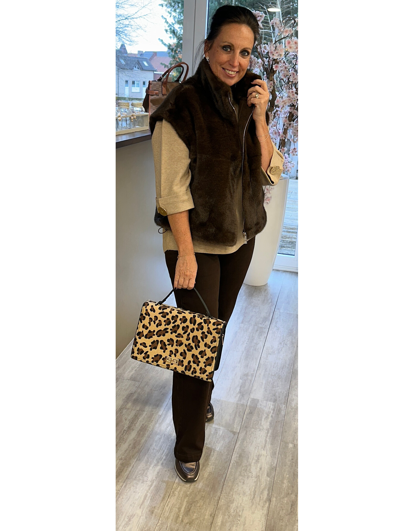 Parijs Gilet faux fur bruin