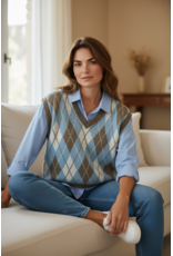 Parijs Debardeur blauw/bruin