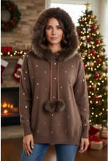 Brussel Trui bruin met afneembaar bontje