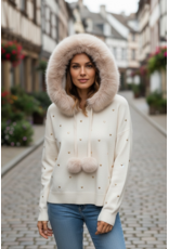 Trui winterwit met afneembaar bontje