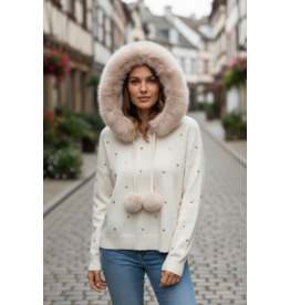 Trui winterwit met afneembaar bontje