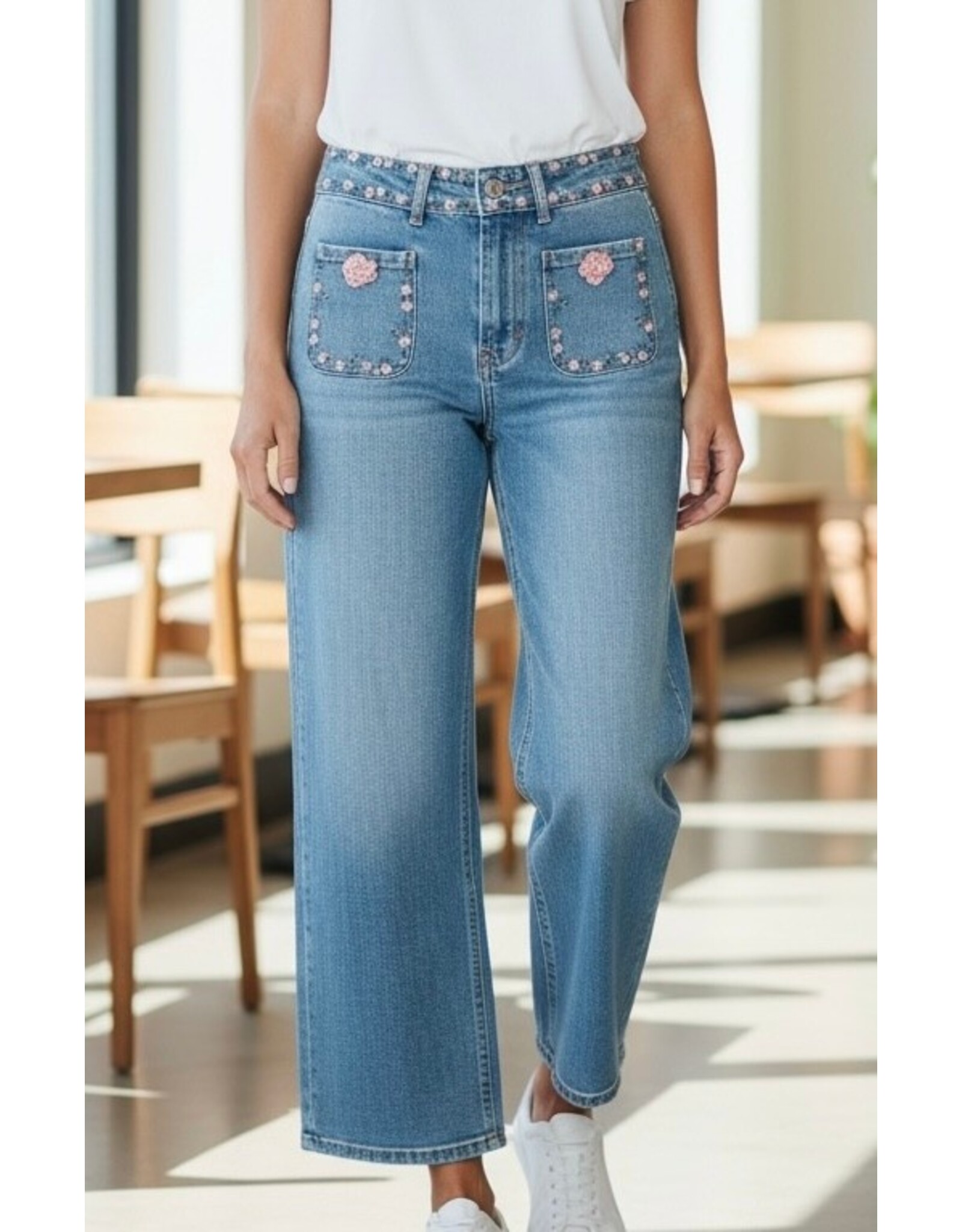 Brussel Broek jeans met bloem