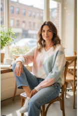 Brussel Trui Camille roze/blauw