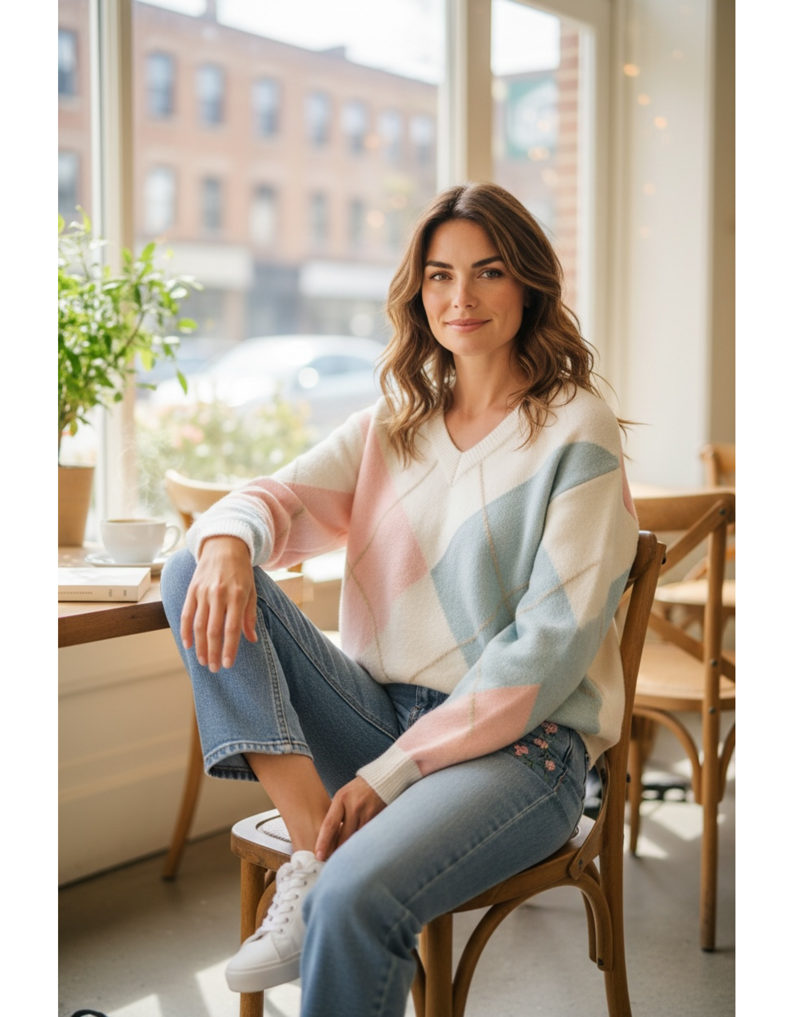 Brussel Trui Camille roze/blauw