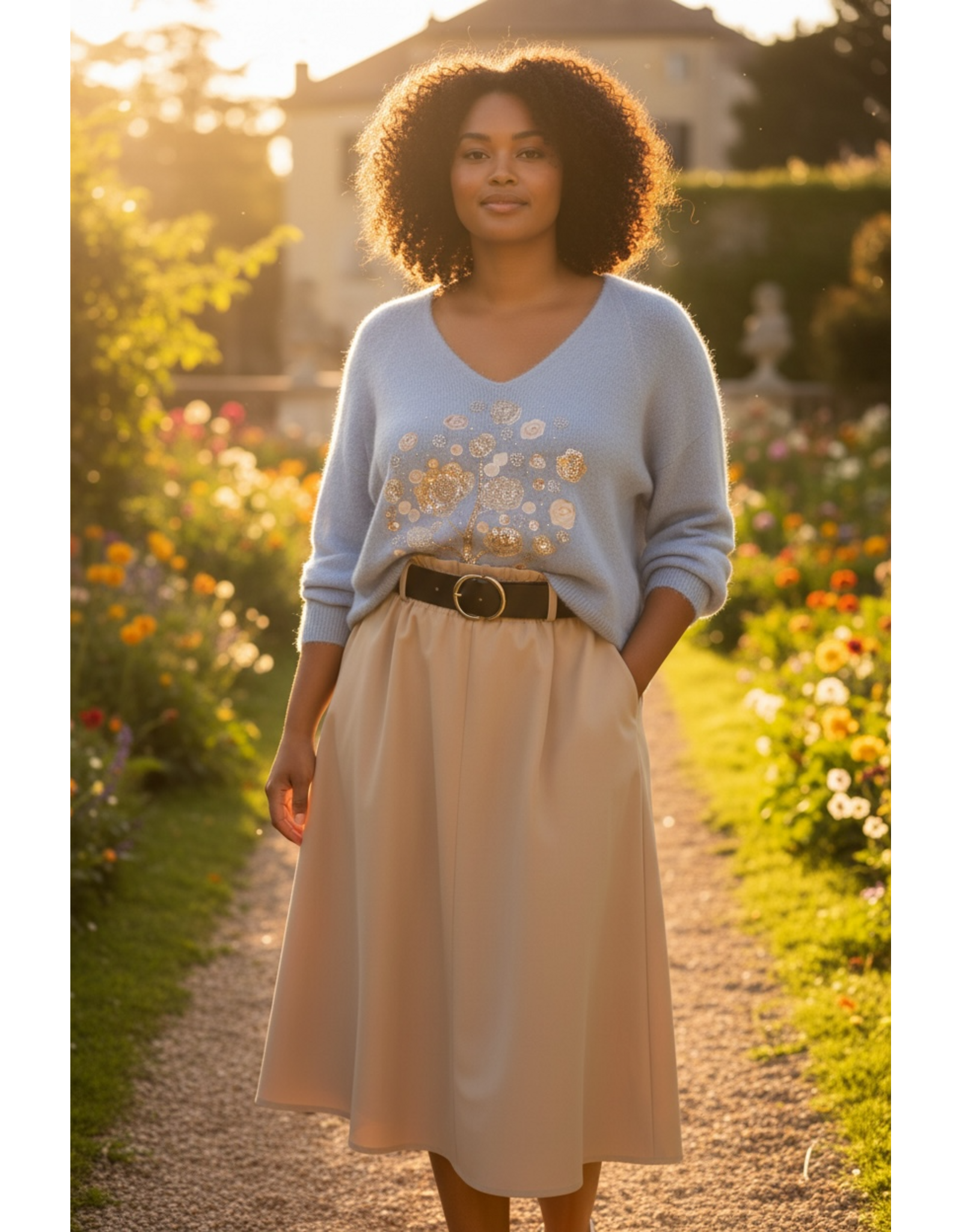 Brussel Trui Floral tree blauw